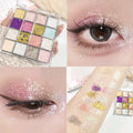 16-Color Glitter Eyeshadow – Pumpkin, Cherry, Blue, Purple Shades, Bold Party Looks, Long-Wear, Certified, Unisex, Skin-Friendly