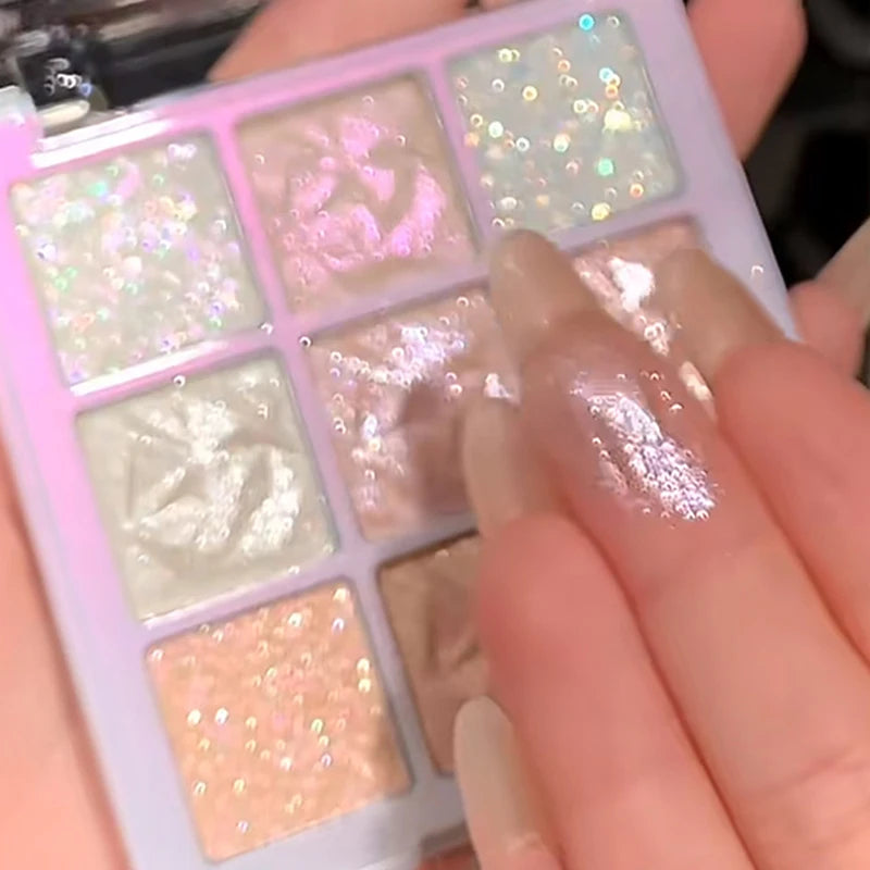 9 Colors Glitter Snowflake Eyeshadow Palette Dream Girl Pearly Eye Shadow Matte Matte Highlights Cool Tone Charming Eyes Makeup