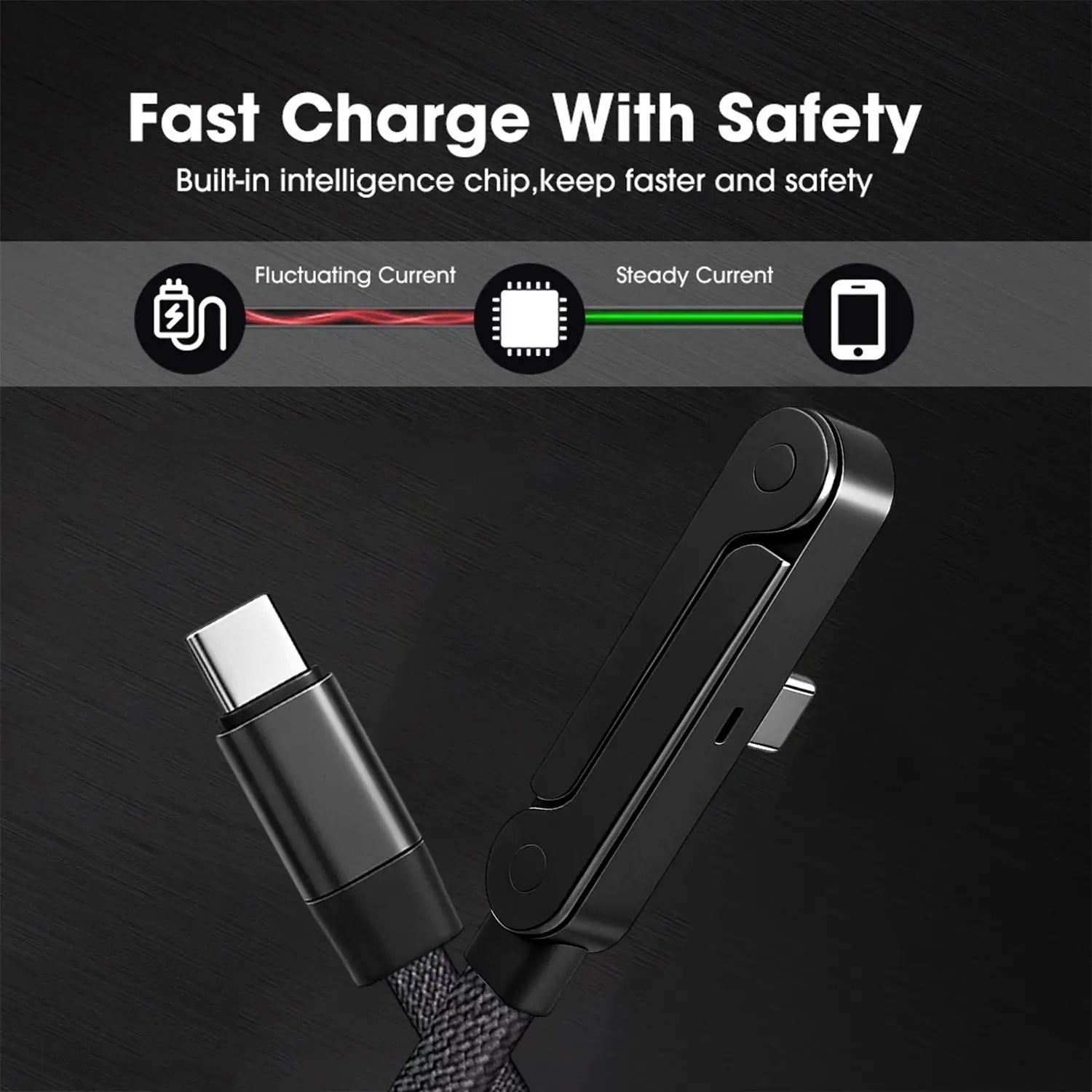 240W PD Type C Fast Charging Cable With Phone Holder Stand Bracket for Gaming Video 90°Ellow Data Cord for IPhone 17 16 15 PM Mi