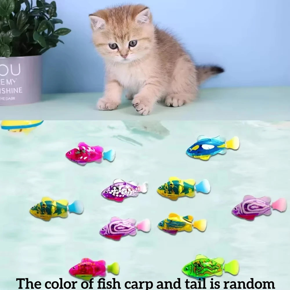 Cat Toys LED Inductive Interactive Swimming Robot Fish Toy Glowing Electric Fishs Stimulate Kitten Hunting Instinct Pet Fish toy