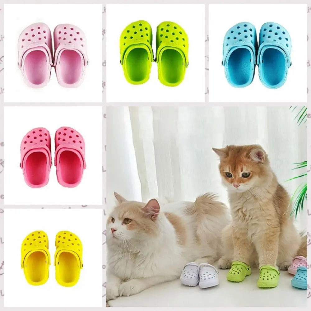 Cat Shoes for Cats A Pair Cute Pet Sandals Non-slip Summer Dog Shoes Comfortable Hole Shoes Breathable Dog Accessories CW67