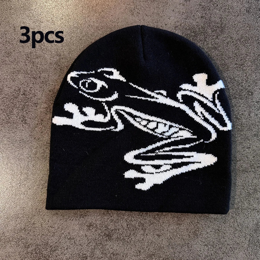 Tree Frog Pattern Beanie Knitted Cap for Men & Women, Outdoor Sports Warm Ski Hat