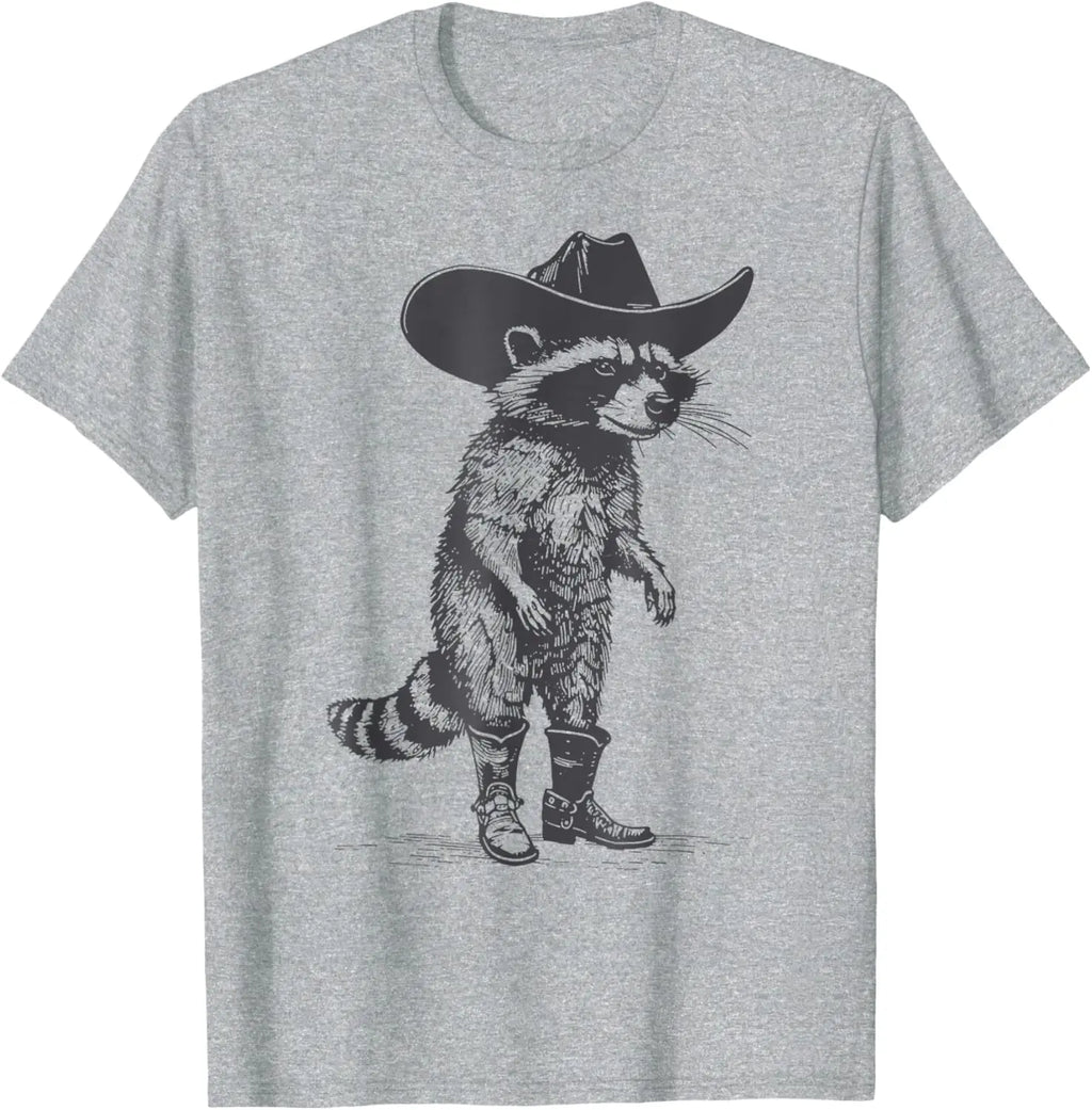 Vintage Raccoon Cowboy Cowgirl Trash Panda Western Country T-Shirt