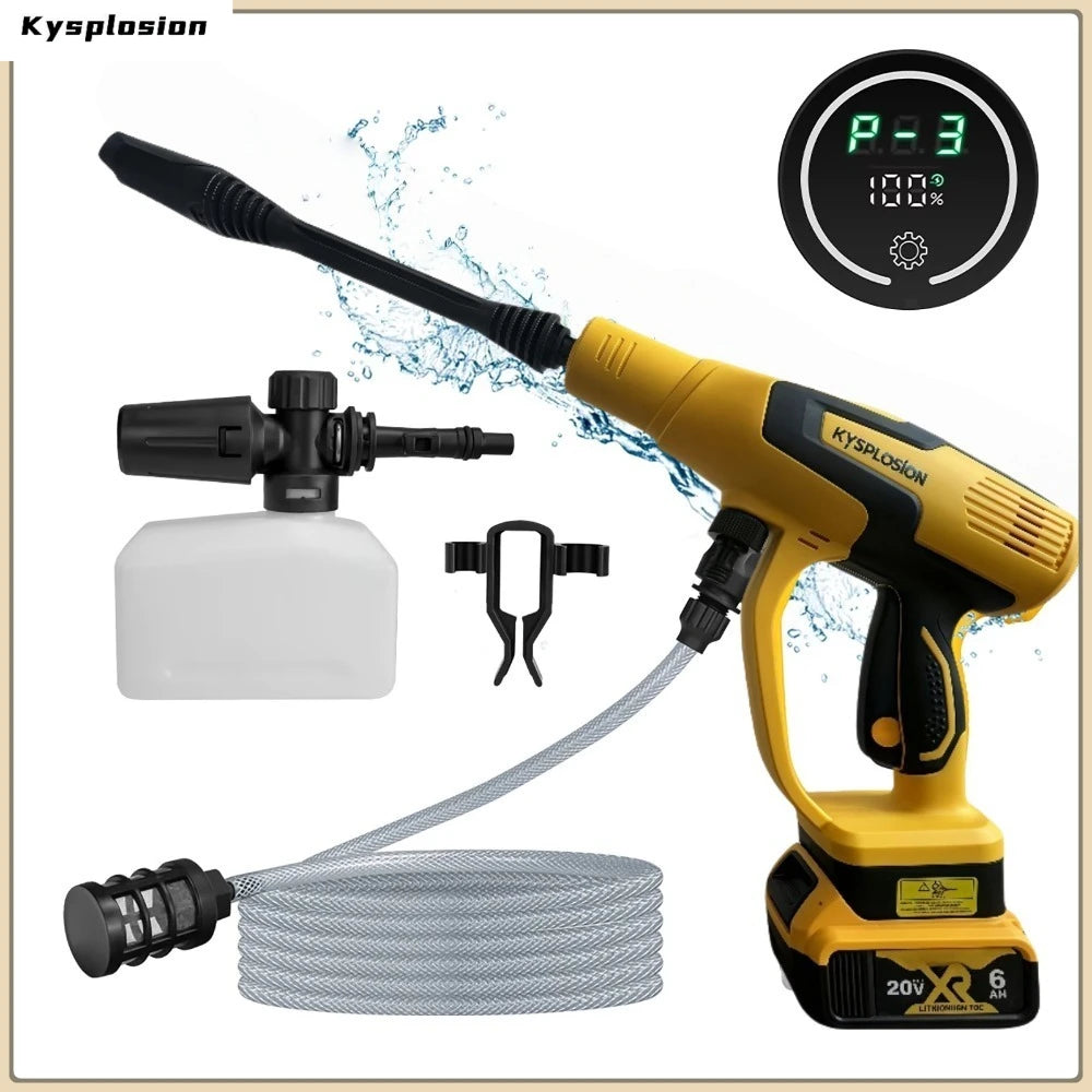 Cordless Pressure Washer 380W Portable High-Pressure Brushless Car Washer Gun 653PSI 3-Speed For Dewalt 20V tools Battery