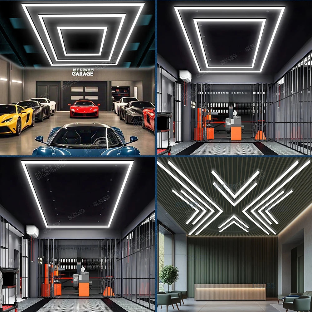 Hexagon Garage Lights Grids LED Ceiling Lamp 6500K Super Bright Honeycomb Lights Ceiling for Warehouse Car Shop Exhibition Hall