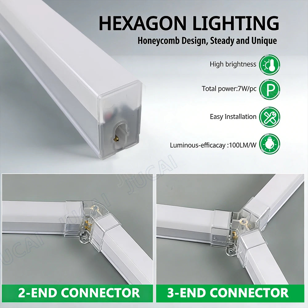 Hexagon Garage Lights Grids LED Ceiling Lamp 6500K Super Bright Honeycomb Lights Ceiling for Warehouse Car Shop Exhibition Hall