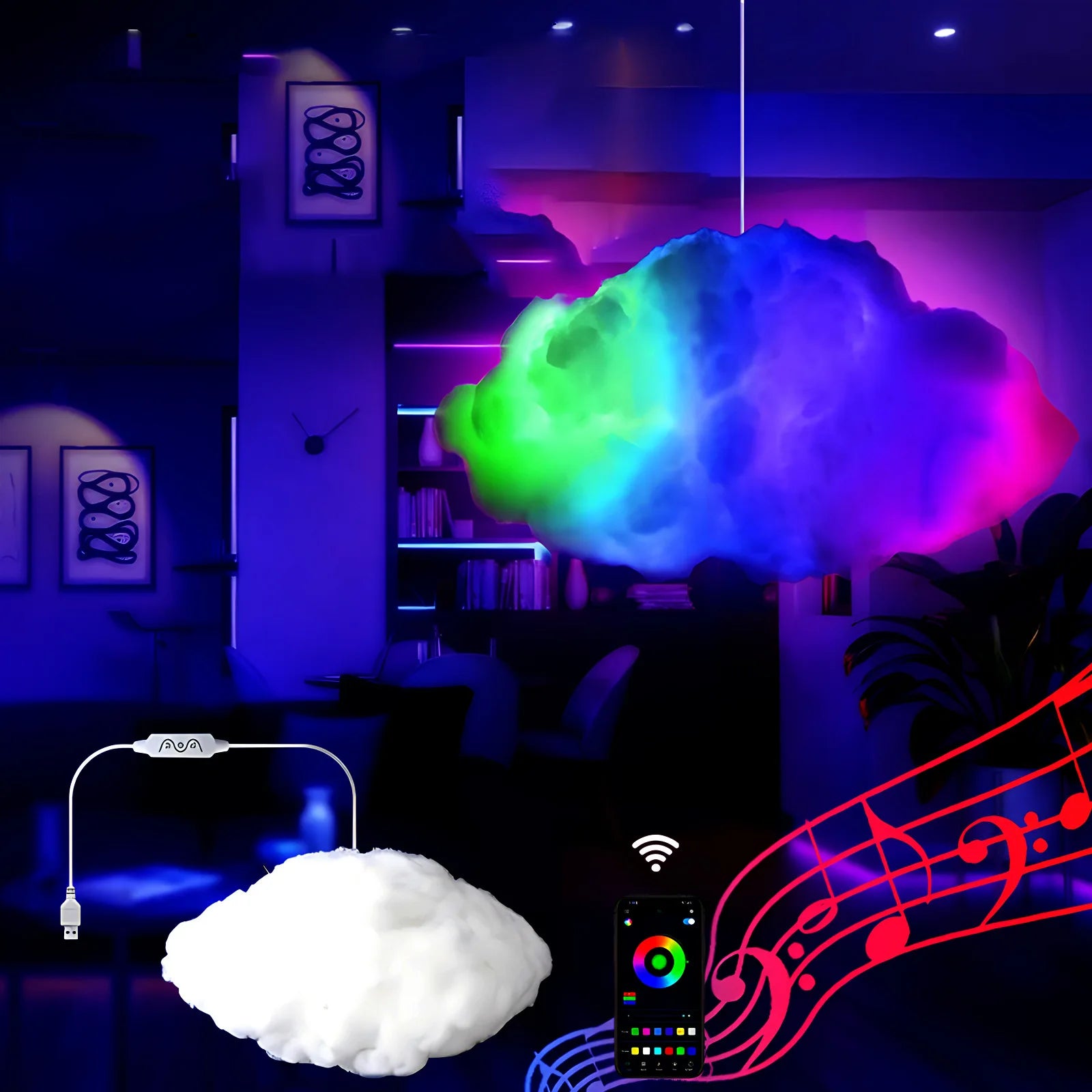 DIY Led Clouds Light Music Sync RGBIC LED Strip Lights Smart APP Remote Control Ambient Ceiling Lamp For Gaming Room Decor