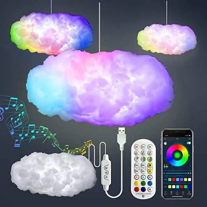 DIY Led Clouds Light Music Sync RGBIC LED Strip Lights Smart APP Remote Control Ambient Ceiling Lamp For Gaming Room Decor
