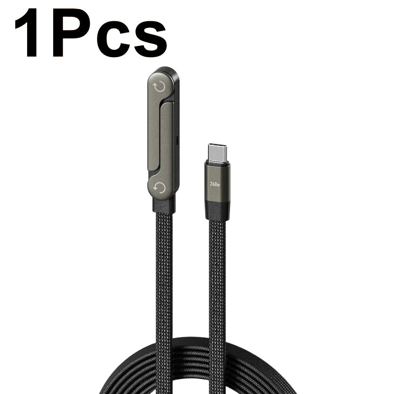 240W PD Type C Fast Charging Cable With Phone Holder Stand Bracket for Gaming Video 90°Ellow Data Cord for IPhone 17 16 15 PM Mi