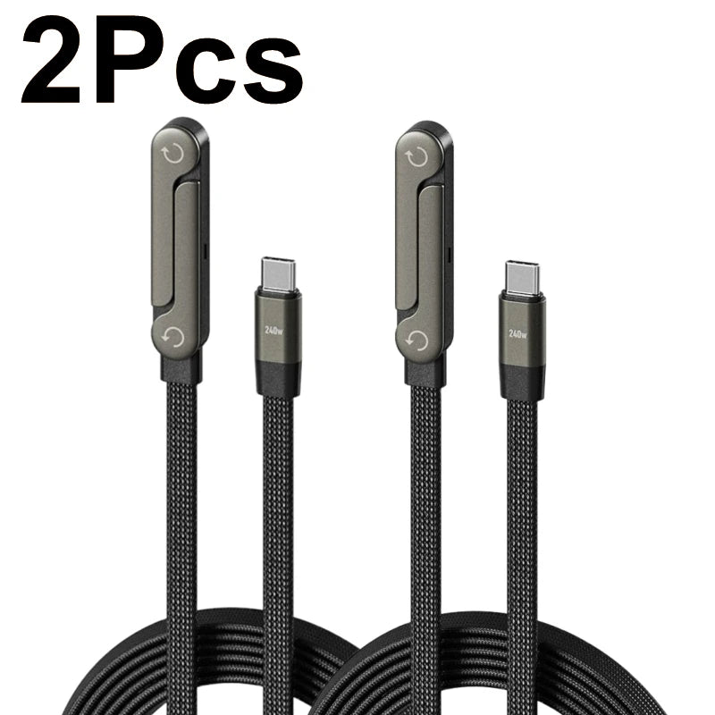 240W PD Type C Fast Charging Cable With Phone Holder Stand Bracket for Gaming Video 90°Ellow Data Cord for IPhone 17 16 15 PM Mi