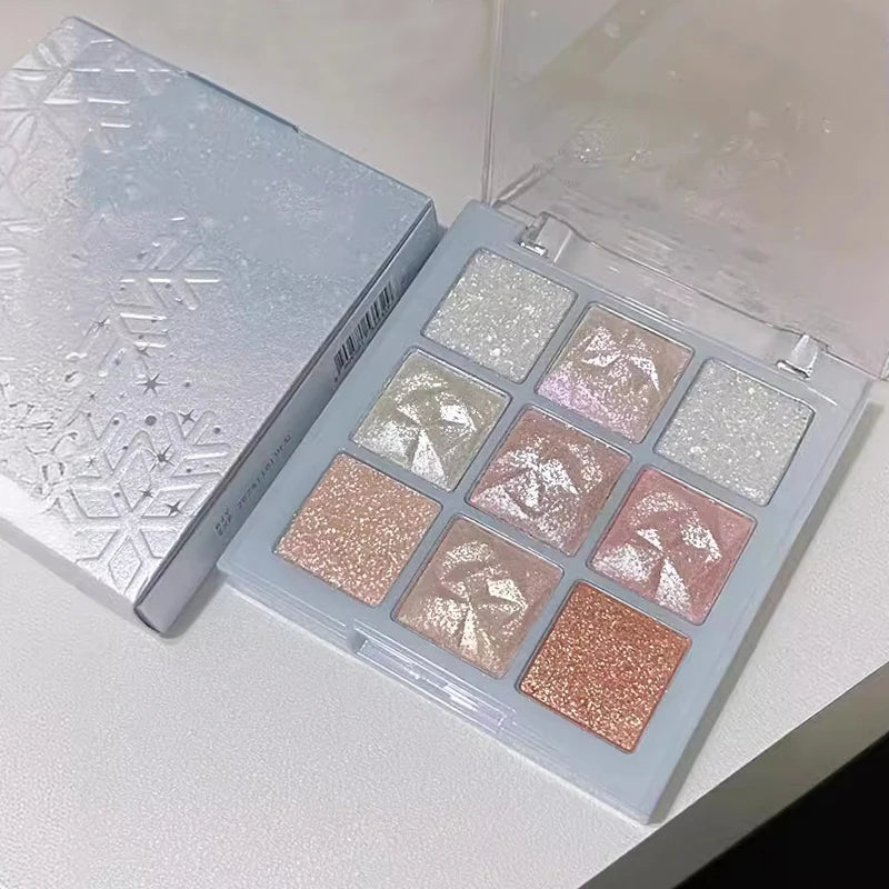 9 Colors Glitter Snowflake Eyeshadow Palette Dream Girl Pearly Eye Shadow Matte Matte Highlights Cool Tone Charming Eyes Makeup