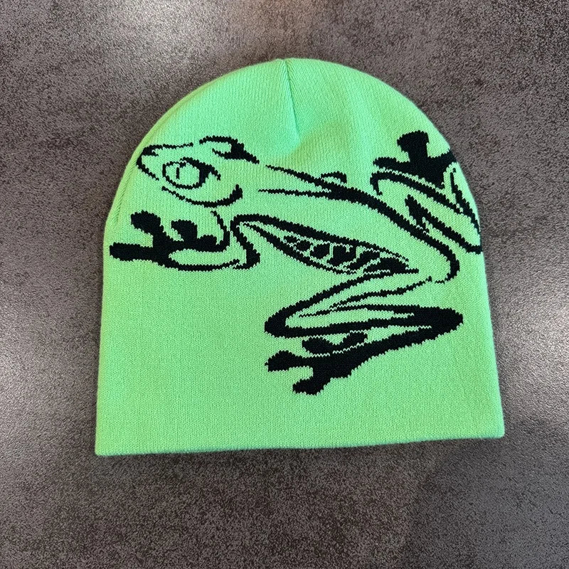 Tree Frog Pattern Beanie Knitted Cap for Men & Women, Outdoor Sports Warm Ski Hat