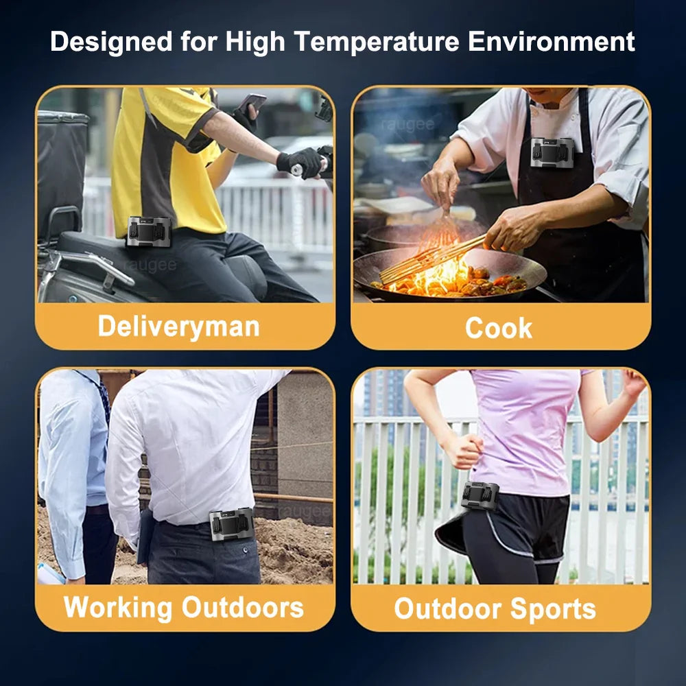 20000Mah Waist Fan Portable Clip Fan With Double Wind Outlet Mini Wearable Hanging Neck Fan For Outdoor Sport