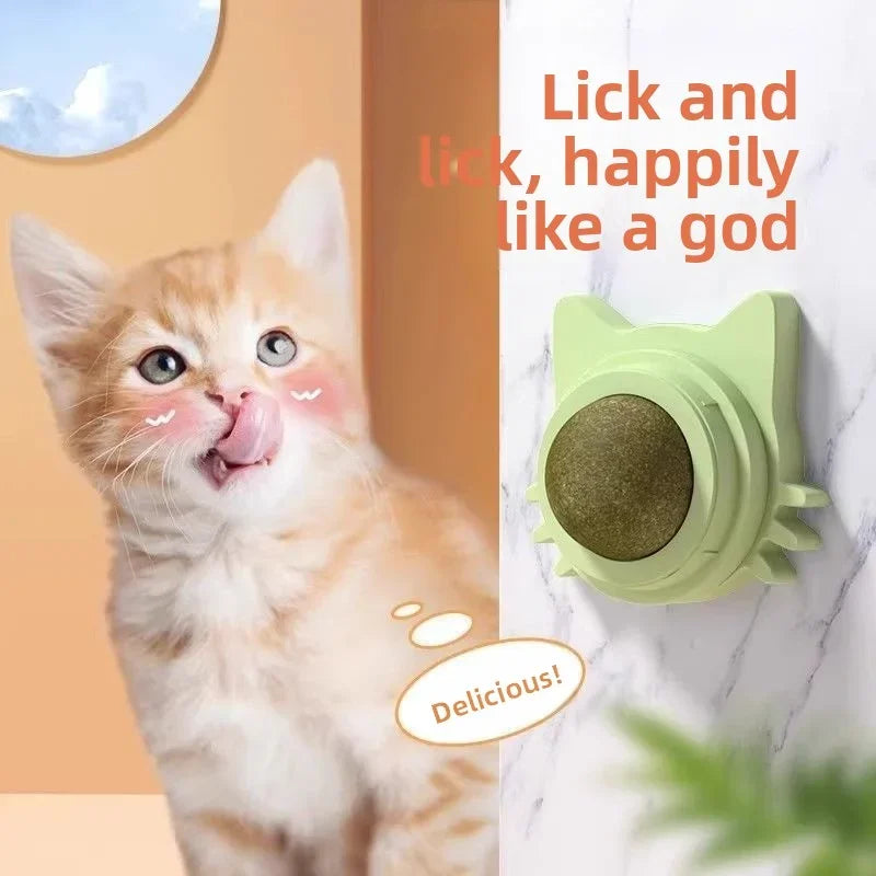 Natural Catnip Cats Rotatable Catnip Wall Stick-on Sucker Scratchers Treats Healthy Removes Balls Cat Mint Toys