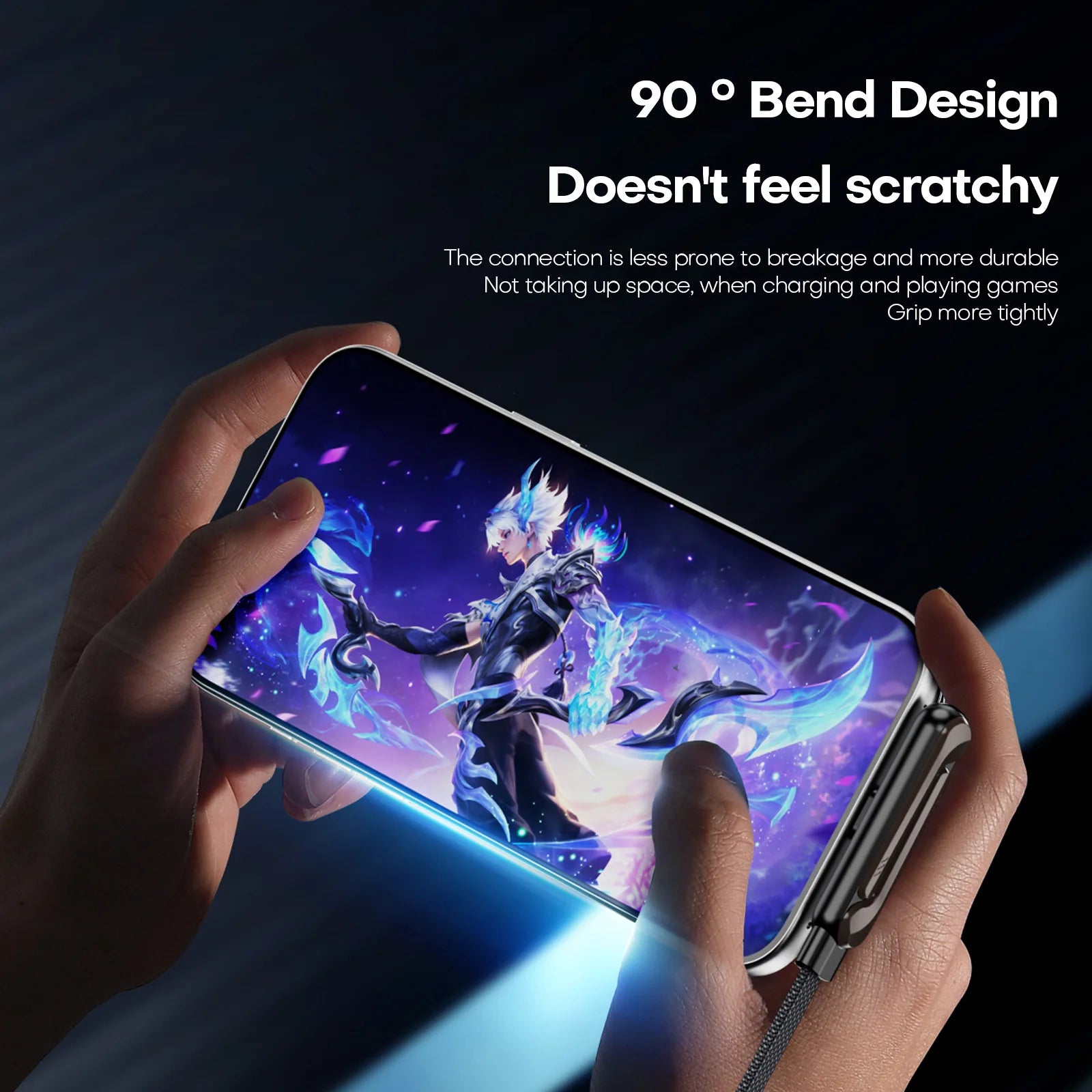 240W PD Type C Fast Charging Cable With Phone Holder Stand Bracket for Gaming Video 90°Ellow Data Cord for IPhone 17 16 15 PM Mi