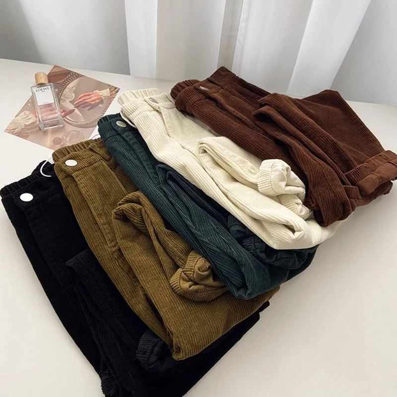 Corduroy Wide Leg Pants Women Fall Winter High Waist Harajuku Straight Trouser New Loose Casual Solid Office Lady Vintage Pants